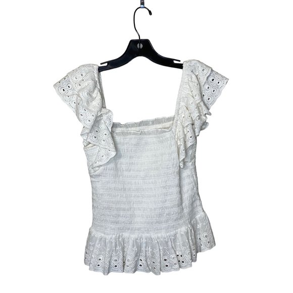 NWT House of Harlow 1960 REVOLVE Smocked Eyelet Top Boho Cotton S MSRP $160 - Picture 8 of 15